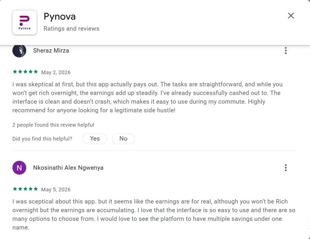Fake testimonials from Pynova